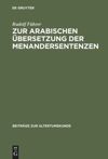 book: Zur arabischen Übersetzung der Menandersentenzen