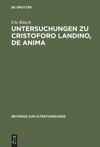 book: Untersuchungen zu Cristoforo Landino, De anima